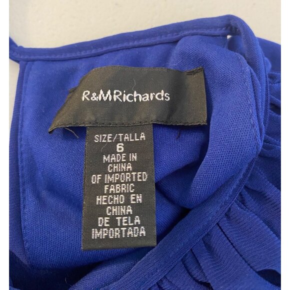 R&M Richards Formal Maxi Dress Gown Blue Sleeveless Beaded Waist Keyhole Neck 6 - Picture 6 of 15